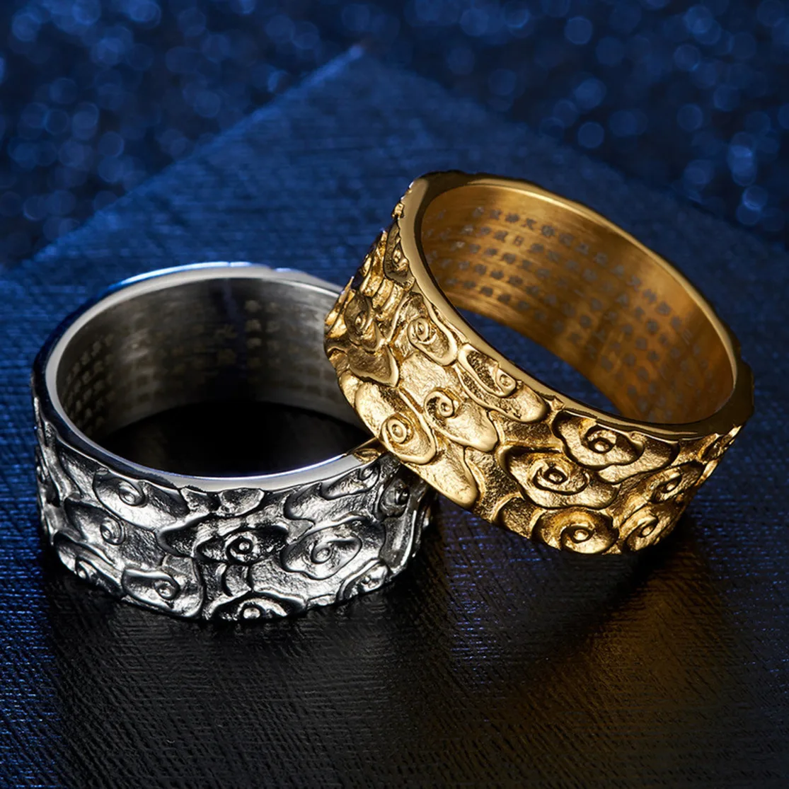 Новые мужские кольца Будды из нержавеющей стали с сутрой сердца религиозная Народно-пользовательская текстура буддизм золото \ серебро кольцо для мужчин ширина 9 мм