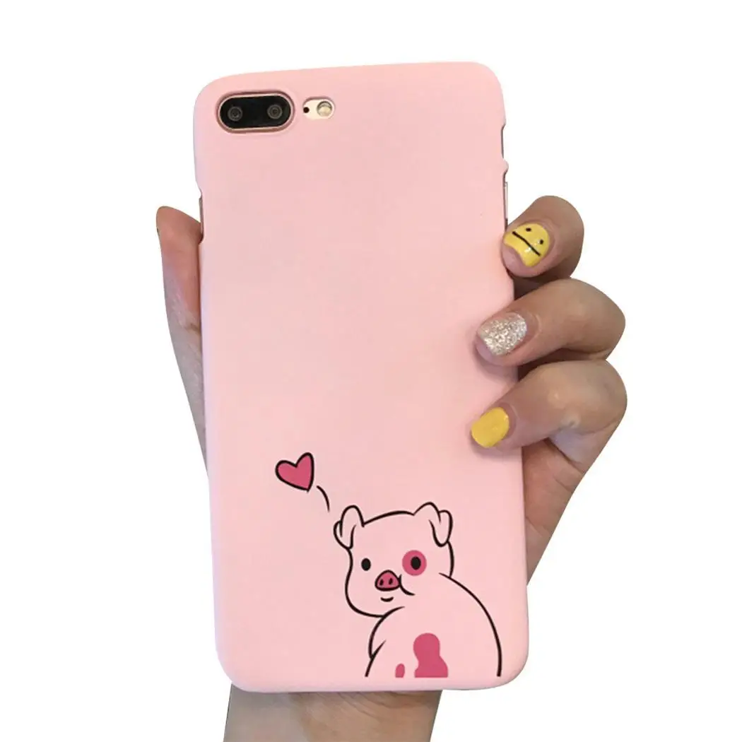 

Lovely Animal Pig Phone Cases For iphone 6 6S Plus 7 Plus case Love Heart Ultra Thin Hard PC Shell Cover For iphone 8Plus