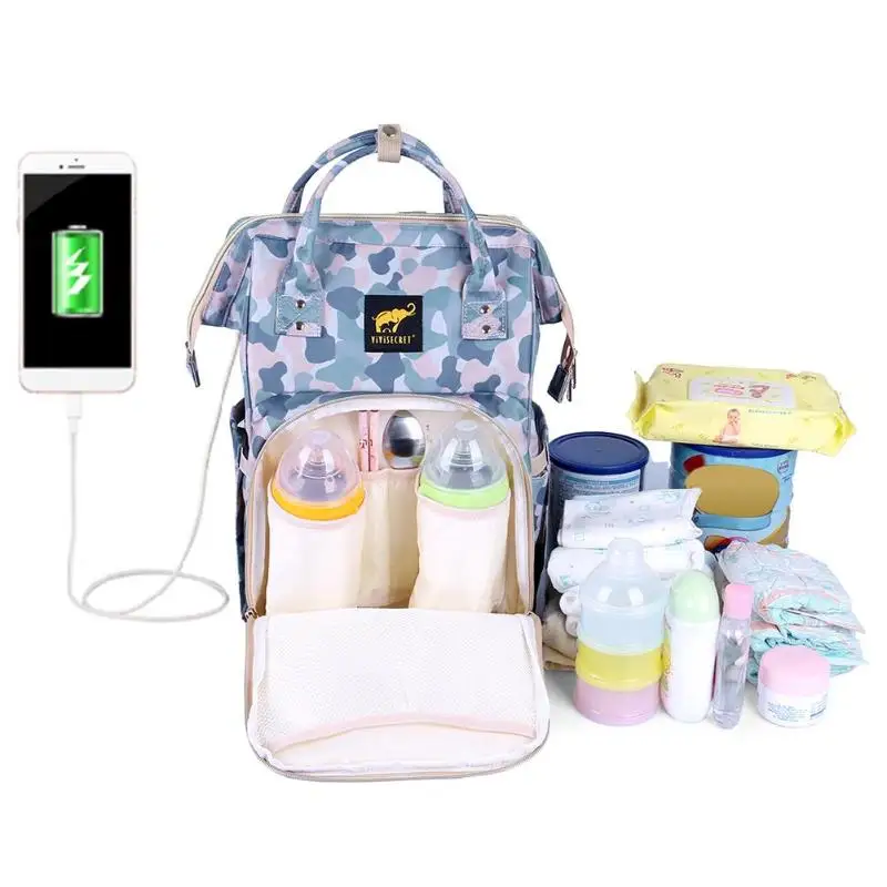 

USB Charging Fashion Mummy Diaper Bag Maternity Nappy Bag Large Waterproof Travel Backpack Baby Stroller Nappy Nursing Organizer