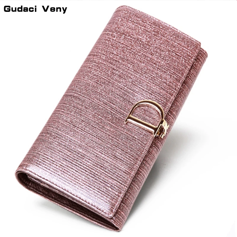 

2019 Europe United States new D buckle ladies wallet female long section cowhide large capacity multi-card position hand wallet