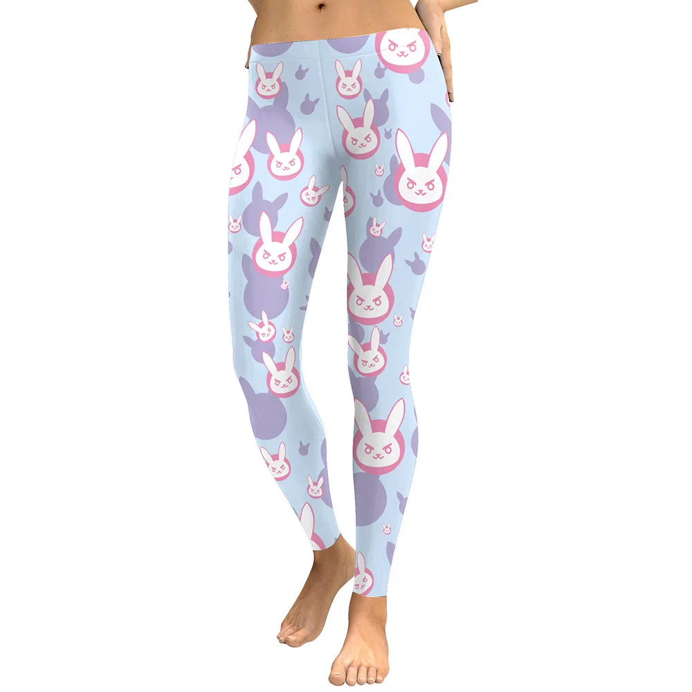 

New D.va Cosplay Digital printing Leggings Game OW DVA Slim Pencil Pants Womens Summer Pant Anime Cute Costume