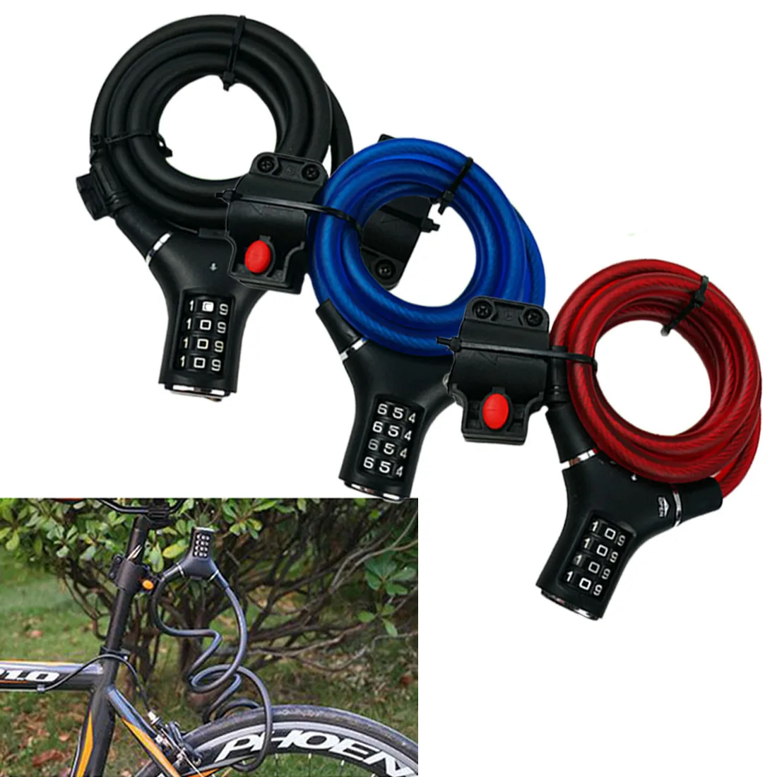 Bicycle wire lock battery car Security anti theft steel cable four