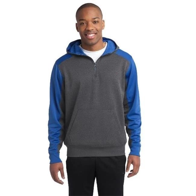Спортивный Tek ST249 мужской Tech Fleece Colorblock 1 by 4 Zip толстовка с капюшоном графит Хизер &