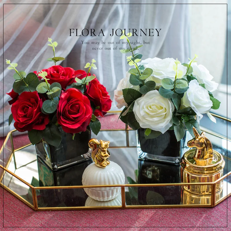 Originality Hydrangea Artificial Flowers Glass Vase Goods Of Furniture For Display Rather Than Use Simulation Flower Suit | Дом и сад