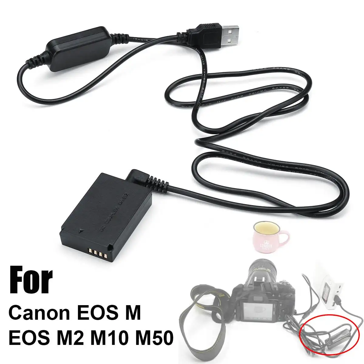 5 в USB кабель DC 8 4 ACK E12 мобильный Банк питания + DR муфта LP муляж батареи для Canon EOS M M2
