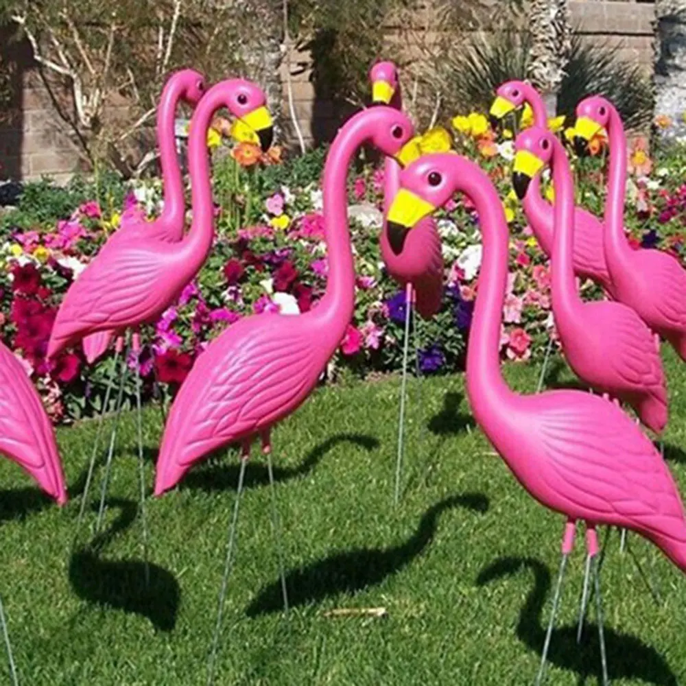 Реалистичные фигурки фламинго, украшение фламинго, украшение для газона, пластик 51*13*8 см, розы, искусственные садовые украшения, искусство
