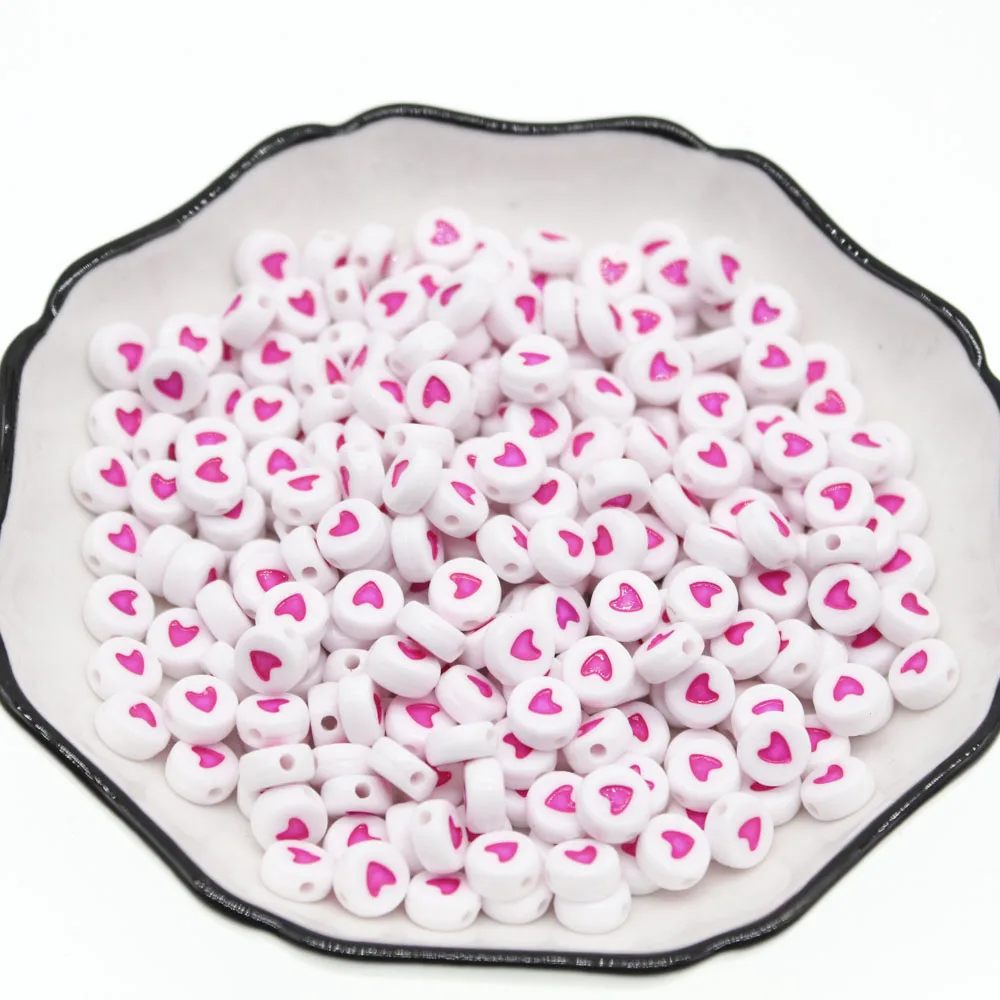 

CHONGAI 500Pcs Fashion Jewelry Love Heart Acrylic Flat Round Beads for DIY Craft &Jewelry Making