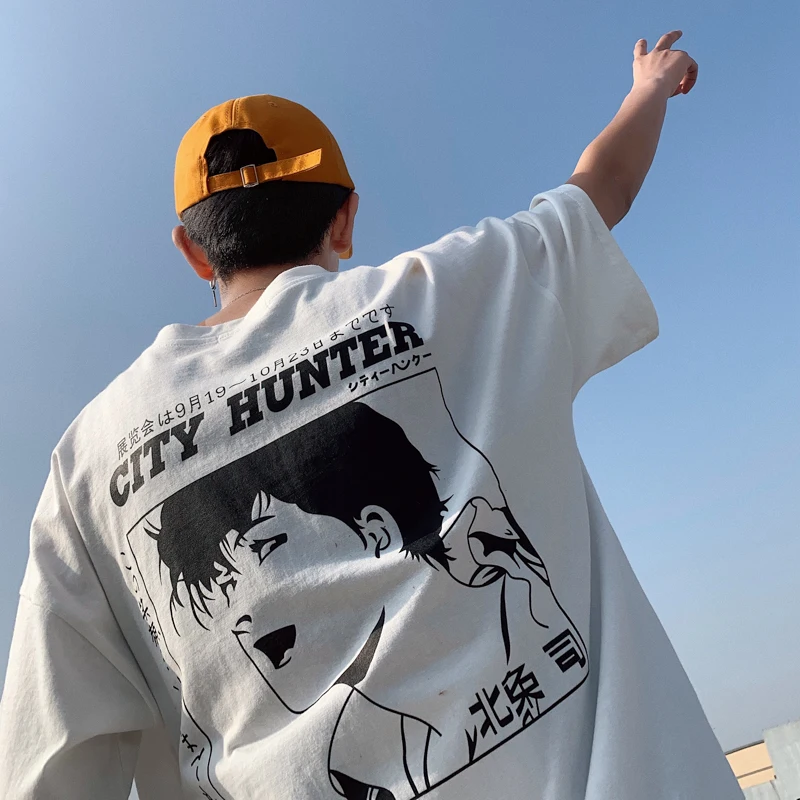 

Men's T-shirt 2019 summer new slim cartoon character print T-shirt loose casual five sleeve personality youth men's wear