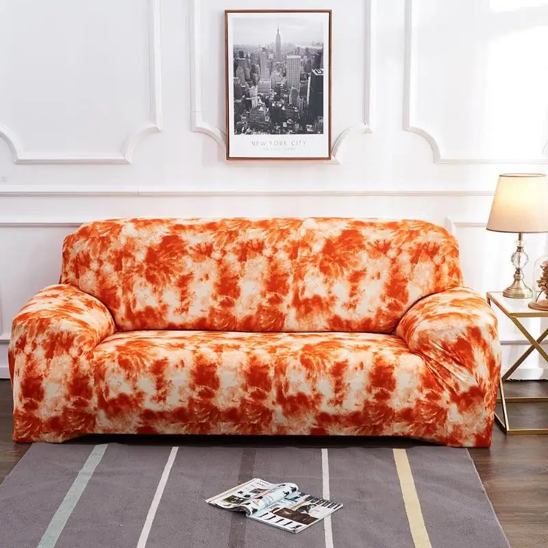 

Sofa Chair Full Cover Removable Tie-dye Craft Graffiti Pattern All-inclusive Couch Protective Case Stretch Seat Slipcover Orange