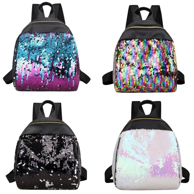 

Women Sequins Backpack Bling Preppy Glitter FemaleTeenage Girls School Bag Zipper Colorful Small Travel Bags Rucksack Mochila