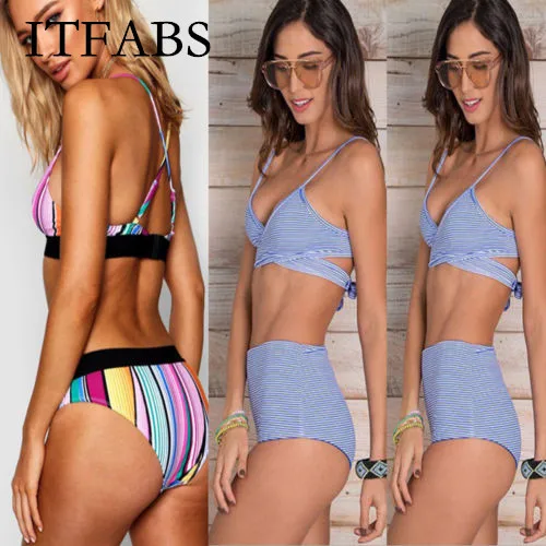 

ITFABS Women Summer Swimwear Bikini Set Push-up Padded Bra Bathing Suit Swimsuit Two-Piece Suits Size S-L