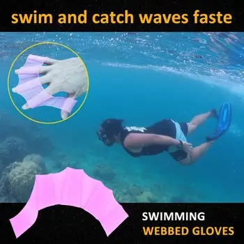 

1 Pair Children Adult Silicone Hand Paddle Flippers Swimming diving Webbed Gloves Beginner Swimming Training Accessories