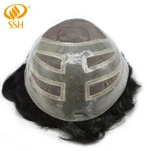 SSH Remy Hair French Lace Front Fine Mono Mens Toupee PU Skin 100% Human Hair System SSH Remy Hair French Lace Front Fine Mono Mens Toupee PU Skin 100% Human Hair System