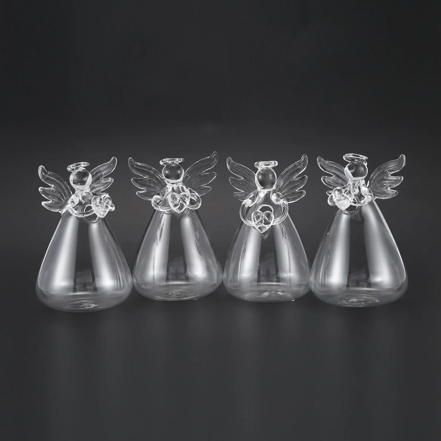 

BMBY-Set of 4 Cute Clear Glass Angel Shape Flower Plant Hanging Vase Wedding Decor