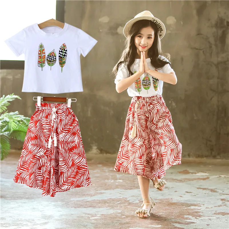 

2019 Summer Girls Clothes Sets Baby Girl Short Sleeve Shirt Top+Shorts Suits Kids Clothing Printed Children's Clothes 2pcs