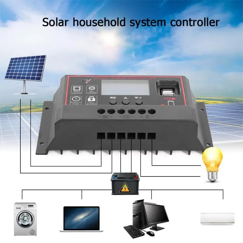 

12V/24V HD LCD Solar Charge Controller PWM Dual USB Output Solar Charger