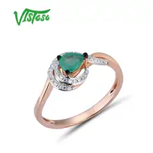 VISTOSO золотые кольца для женщин Настоящее кольцо из розового золота 14 к 585 волшебное Изумрудное сверкающее бриллиантовое обручальное кольцо юбилей ювелирные изделия