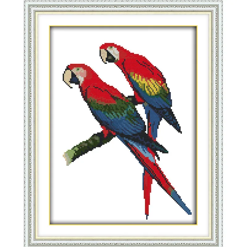 

Set For Embroidery Stitch Two parrots Cross Stitch Chinese Counted Cross Stitch Pattern Kits for Living Room