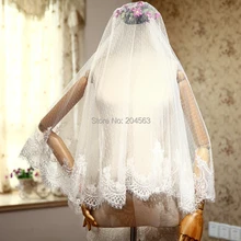 Двухслойная V кружевная свадебная вуаль длиной 4 метра Свадебные вуали с гребешком