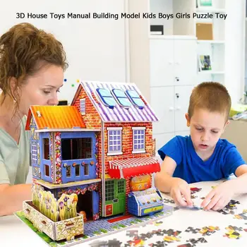 

3D House Toys Manual Building Model Kids Boys Girls Puzzles Education Learning Toy