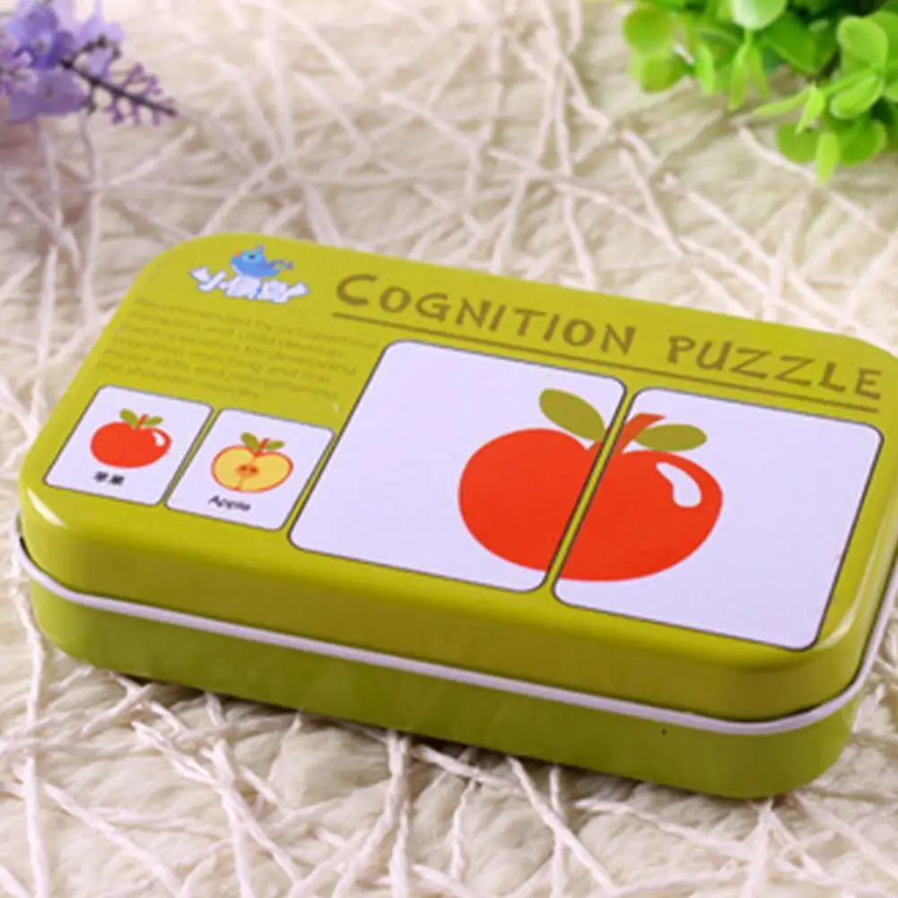 Puzzles & Games Kids Cognition Puzzle Toys Toddler Iron Box Cards Matching Game Cognitive Card Vehicl/fruit/animal/life Set Pair Puzzle Be Friendly In Use Toys & Hobbies