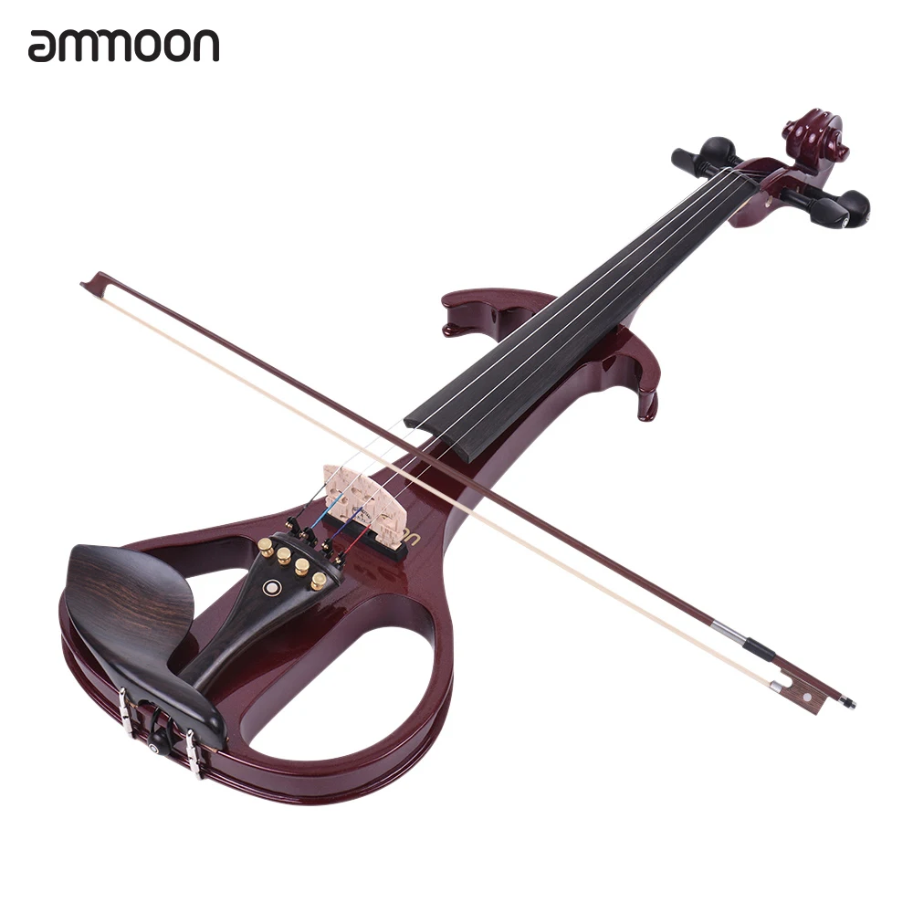 Ammoon VE 209 полный размер 4/4 Бесшумная электрическая скрипка твердая древесина клен