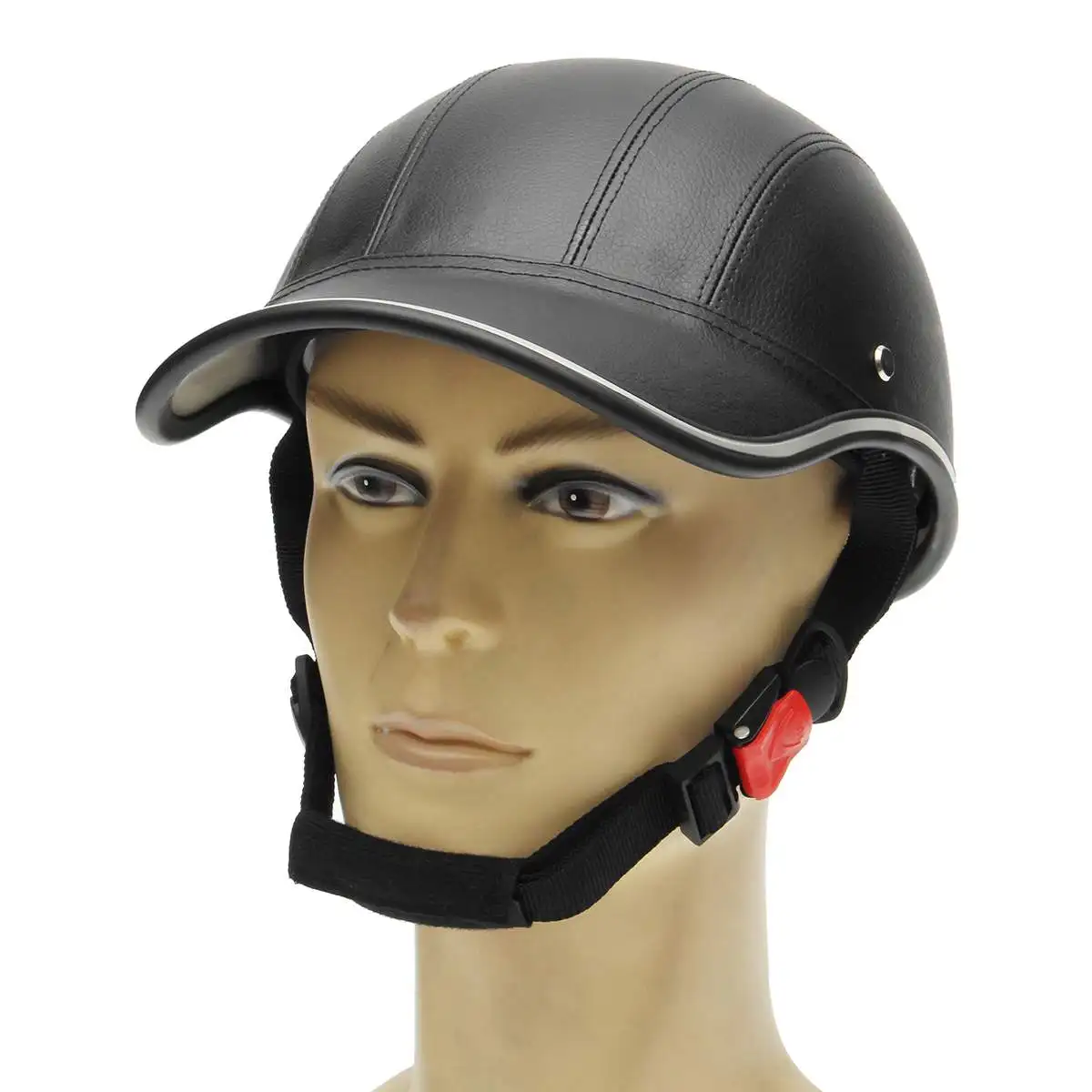 Motorcycle Baseball Cap Bike Scooter Leather Half Open Face Safe Hard Helmet Hat 