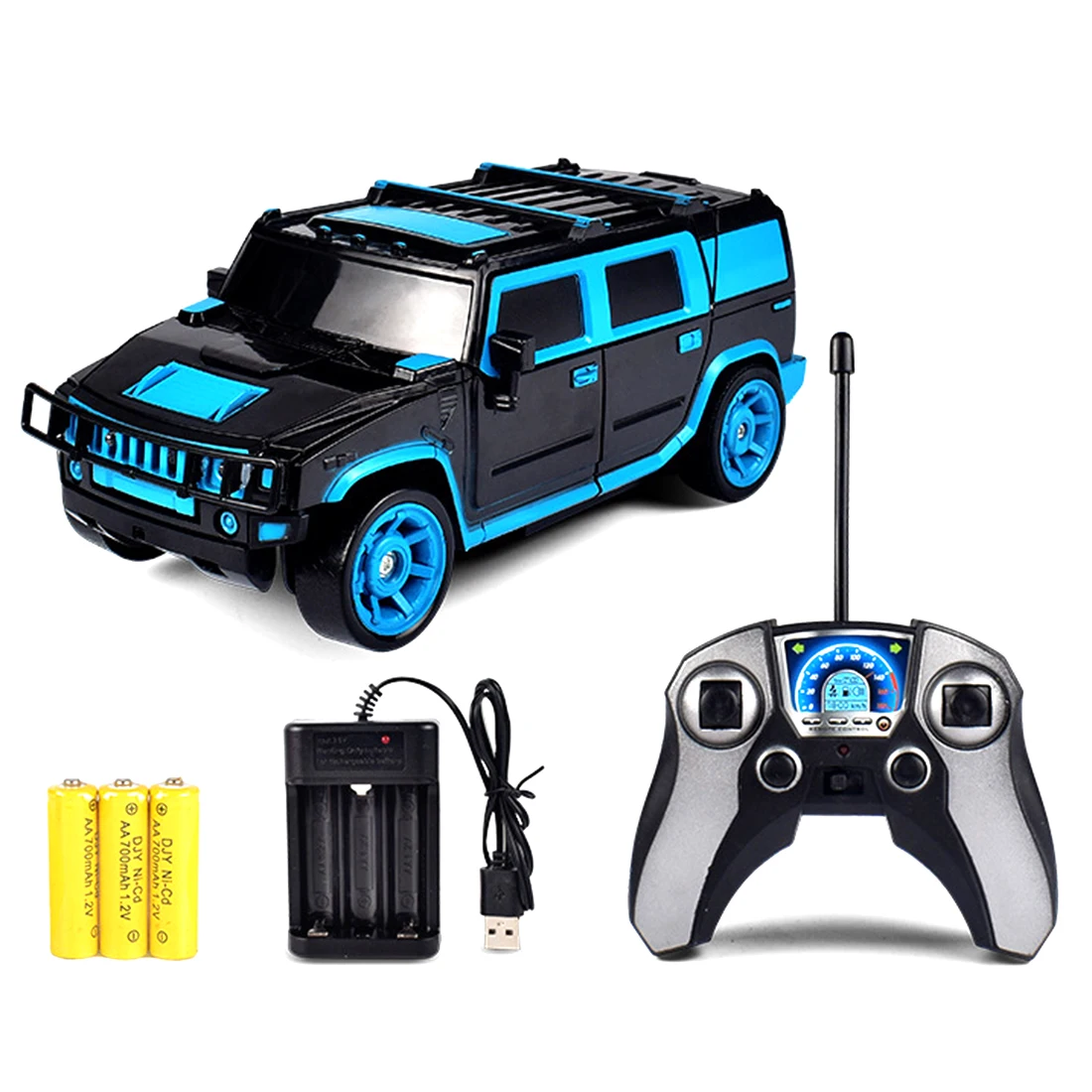 

1:18 4-Channel Gesture Sensing One-Button Deformation RC Car RC Off-Road Vehicle Charging RC Car for Children - Blue/Green