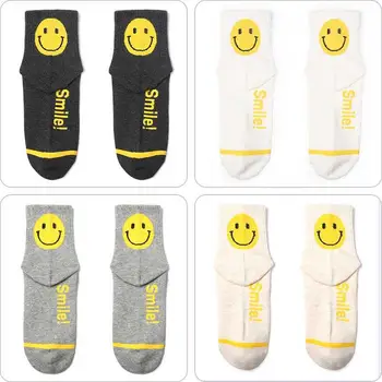 

Cute And Warm Socks Pair Of Harajuku Style Printed Solid Color With Smiley Face Socks Sports Pure Cotton Sock Hot Sale