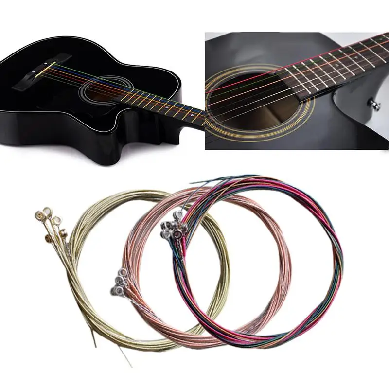 6PCS Steel Multi Color Folk Acoustic Guitar Strings Music Instrument