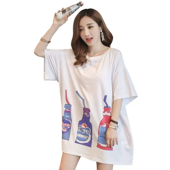 

#4933 Summer White Short Sleeve T Shirt Women Round Neck Plus Size Cotton High Quality Fashion Pockets Loose Womens Clothing