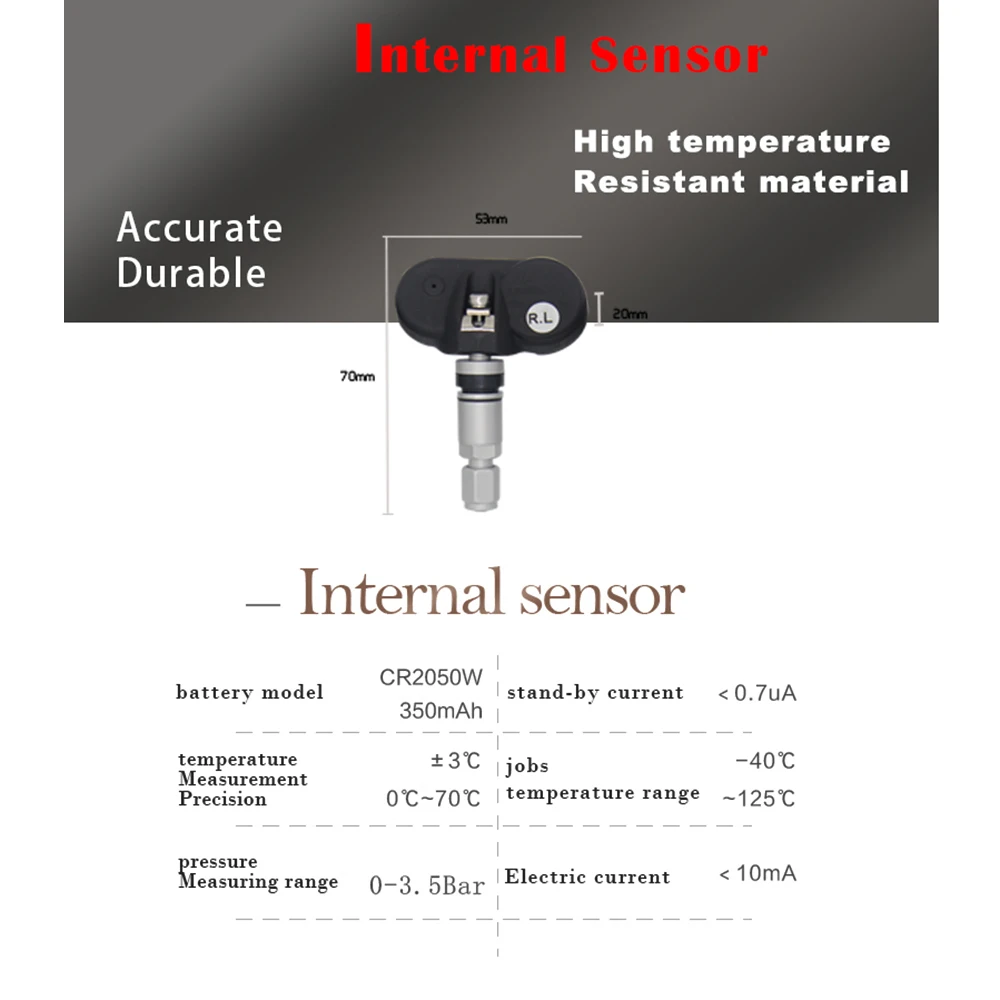 Tire Pressure Monitoring System Wireless TPMS Cigarette Lighter Plug with 4pcs Internal Sensors Temperature Pressure LCD Display