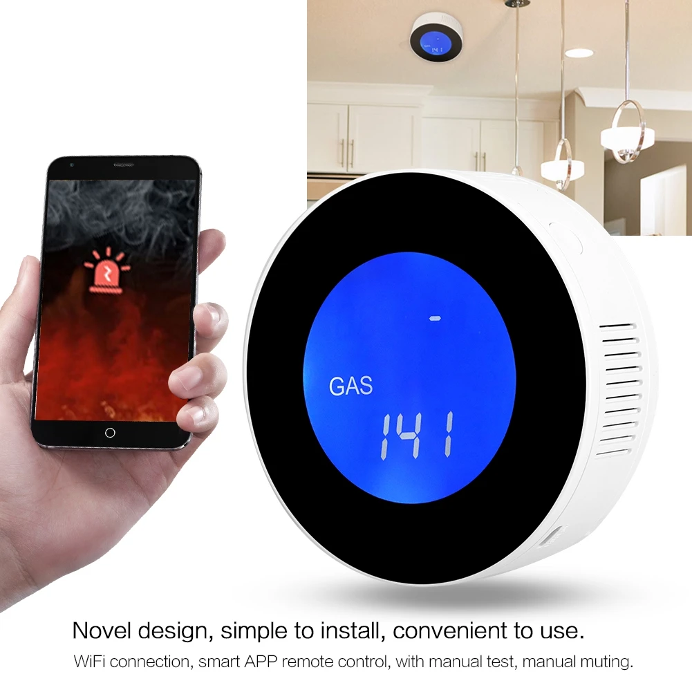 

Top LCD Display WIFI Combustible Gas Leak Detector Household Smart Gas Alarm Sensor
