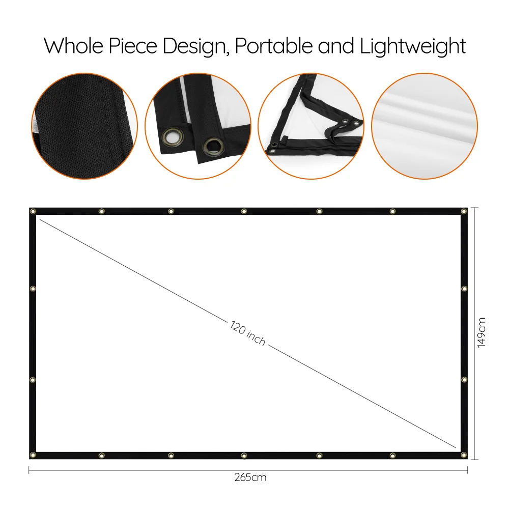 NNTLM-120 экран проектора 120 ''16:9 FHD 4K экран 265*149 см складной Анти-складки эластичный портативный проектор экран для наружного использования