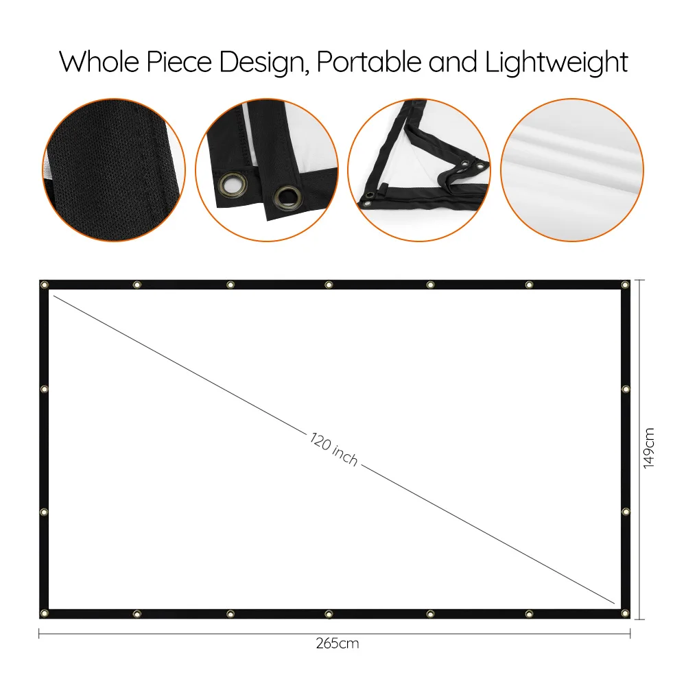 Pаспродажа NNTLM 120 экран проектора 120 169 FHD 4K экран 265*149 см складной Анти складки портативный проектор экран для наружных Вечерние