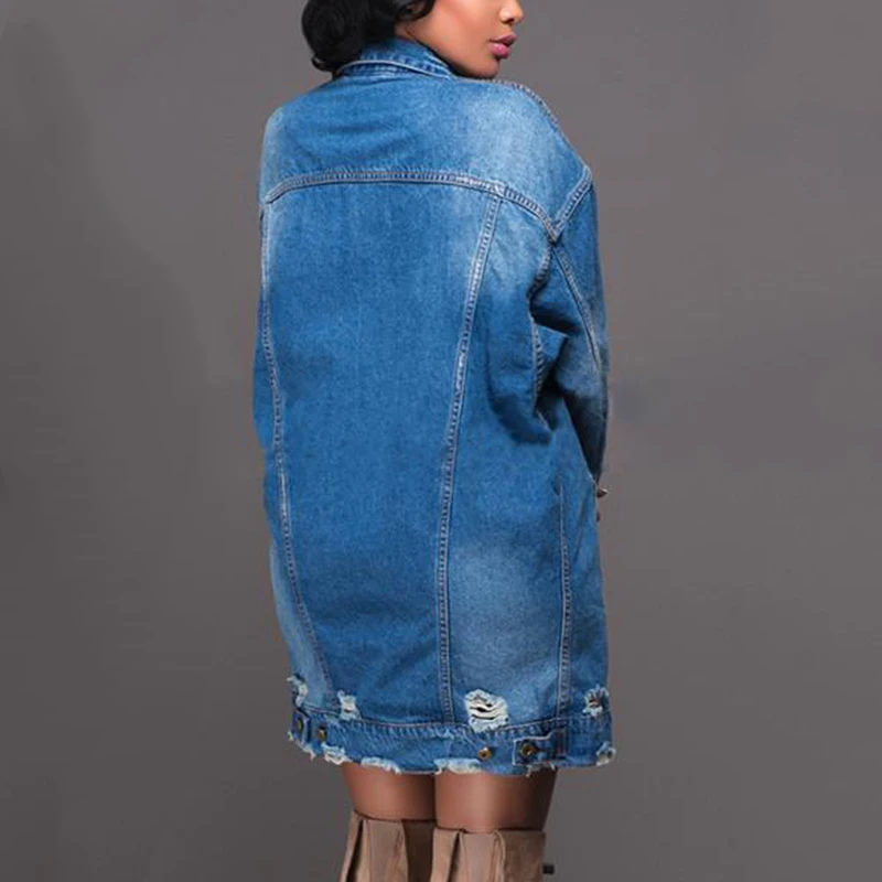 Finest  Women Denim Jeans Buttons Down Long Sleeve Coat Jacket Cardigan Kaftan Tops New