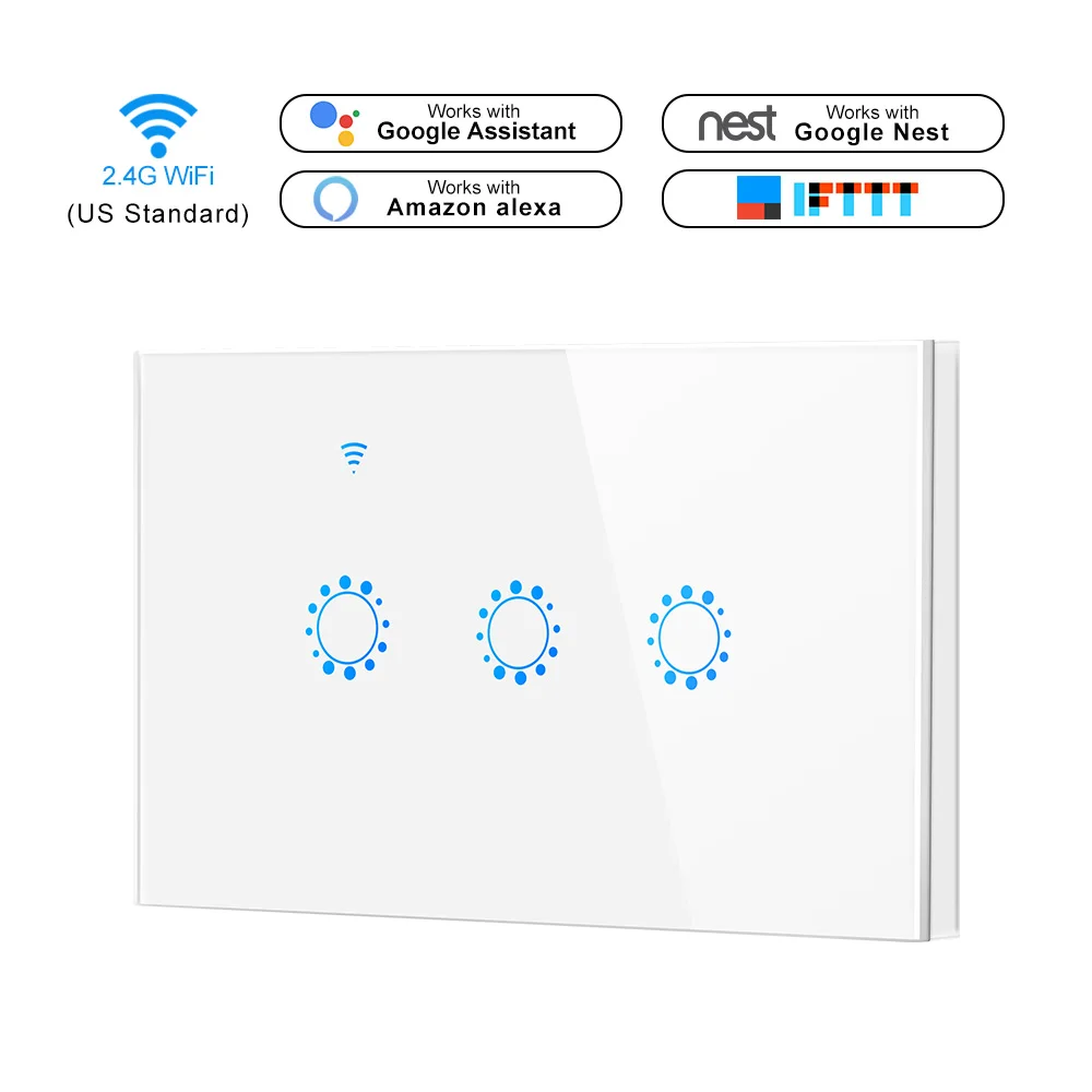 WIFI Smart Touch Switch APP Wireless Remote Light Wall Crystal Glass Panel Works With Alexa / Google Home | Обустройство дома