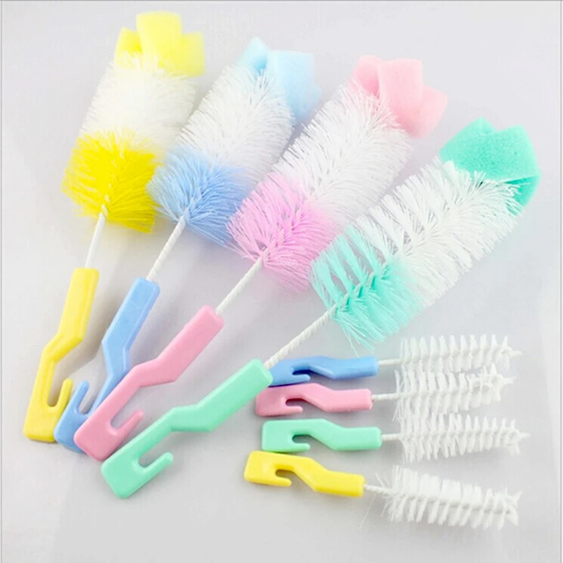 

1 Set Random Color Baby Bottle Brush Baby Feeding Accessories Milk Bottle Cup 360 Degree Sponge Cleaner Handheld Bottle Brush