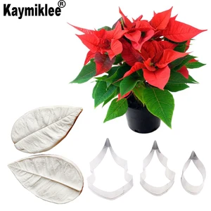 Пуансеттия лепесток Вайнер и резак силиконовые формы цветок помады Gumpaste Конфеты Плесень торт отделочных работ, Sugarcraft плесень CS265 - изображение