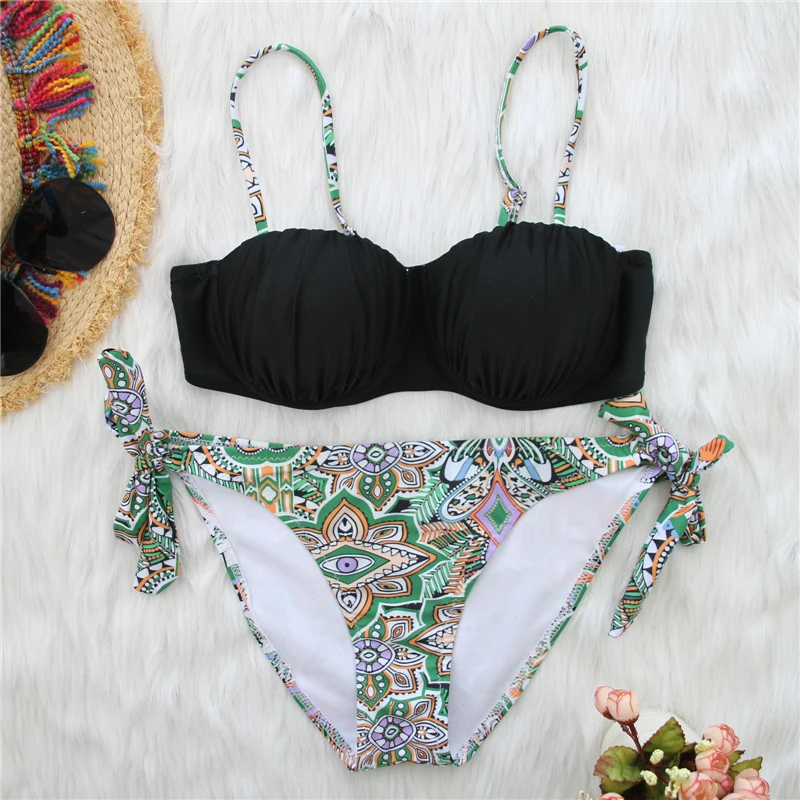 Conjunto de Bikini vendaje estampado triángulo traje de baño para mujer