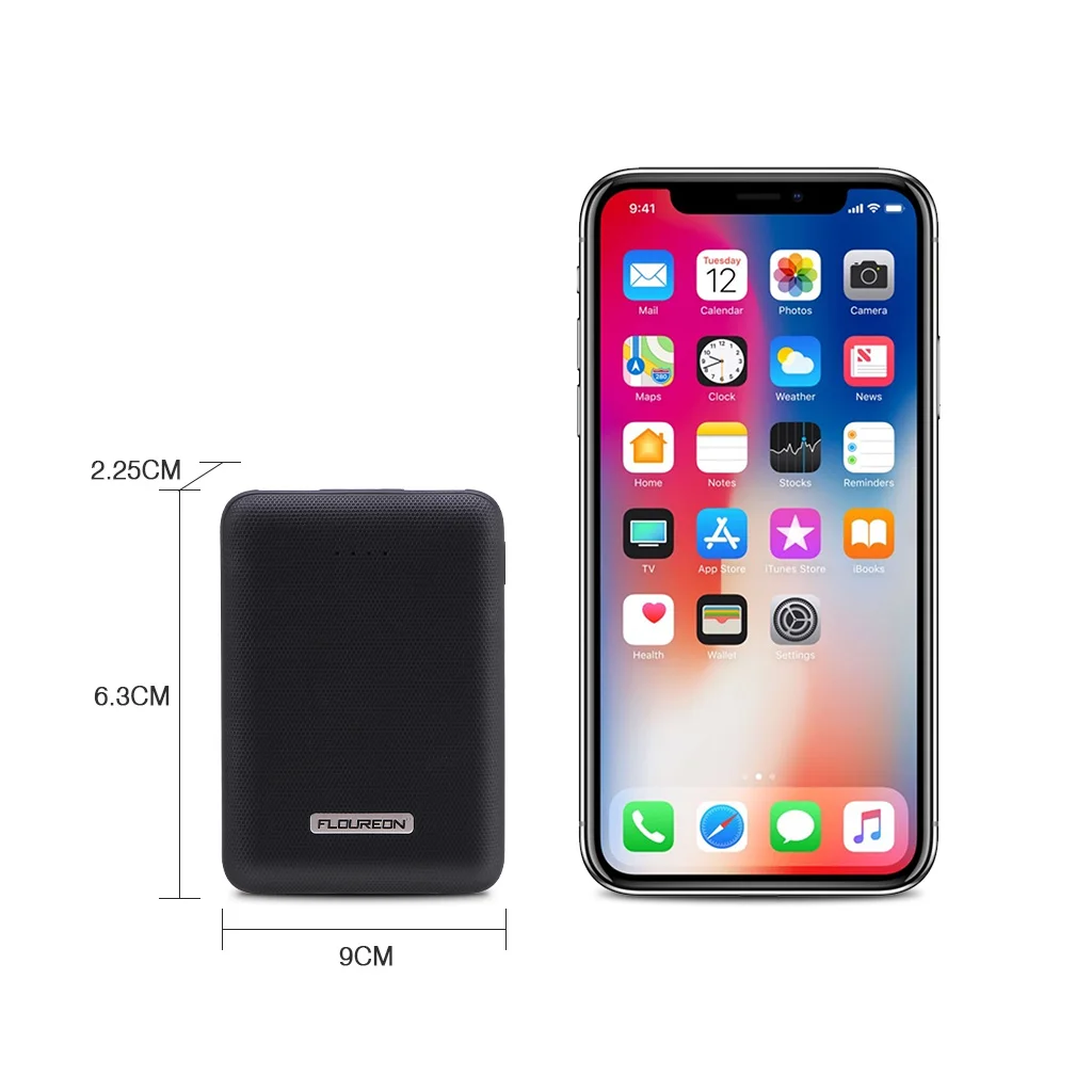 Floureon 10000 мА/ч Мощность мобильные аккумуляторы Dual USB Портативный внешний Батарея