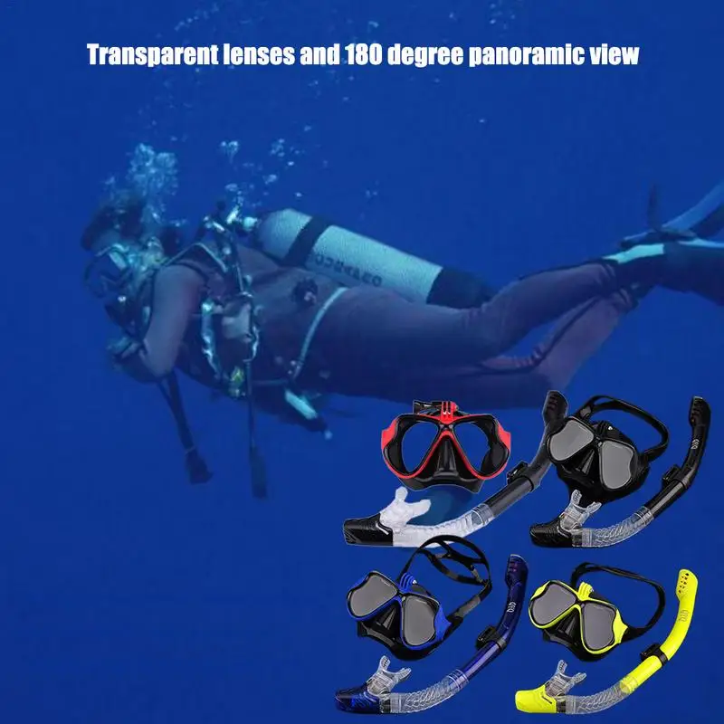 

Panoramic Wide View Mask Dry Snorkel Set Anti-Fog Scuba Diving Mask for GoPro Mount and Earplug