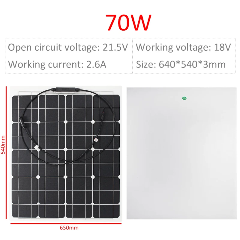 70 Вт 18 в полугибкая солнечная панель+ 10/20/30/40/50A ШИМ-регулятор контроллер 70 Вт Гибкая панель солнечного автомобиля/лодки зарядное устройство
