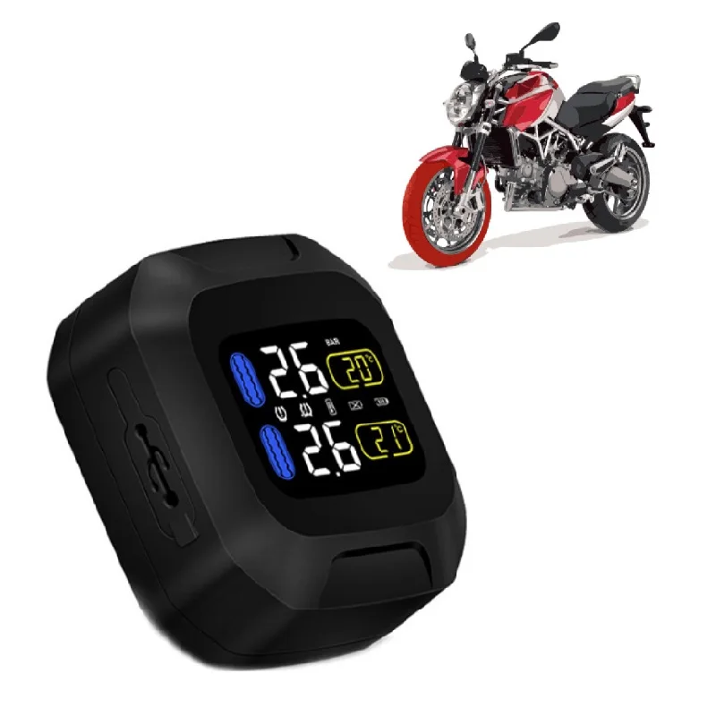 

CAREUD M3 Wireless Motorcycle TPMS Tire Pressure Monitoring System 2 External Internal Sensors Universal Security Alarm System
