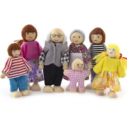 Деревянная мебель куклы дом семья миниатюрный 7 человек кукла игрушка ролевые игры для детей YJS Прямая поставка
