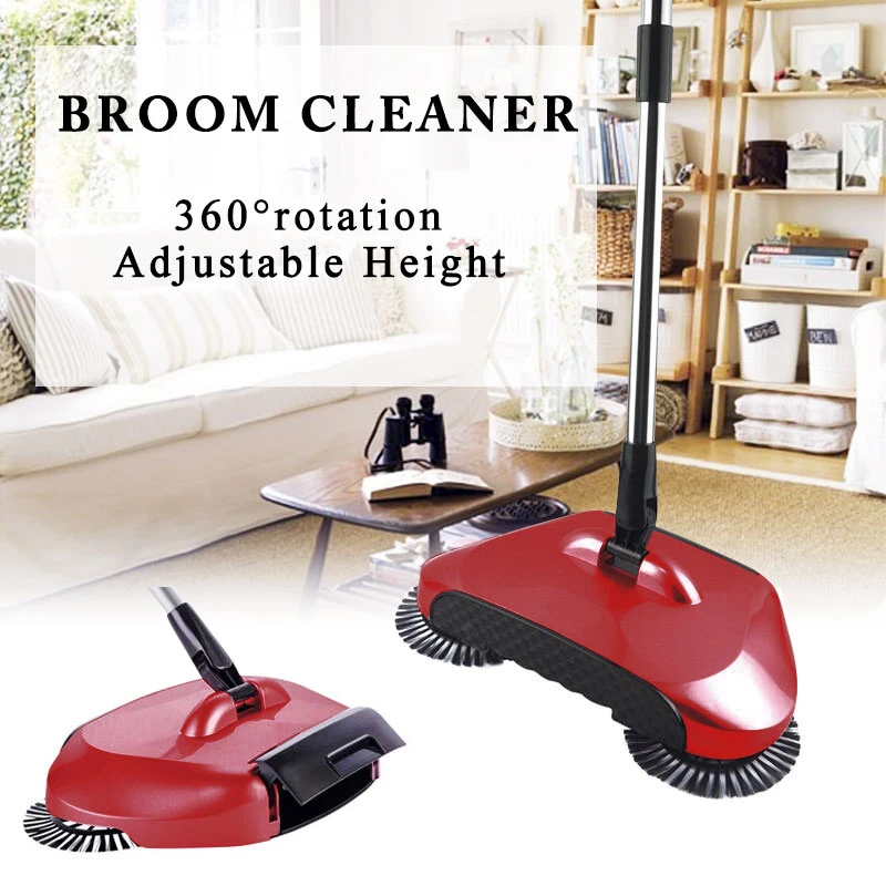 Automatic Hand Push Sweeping Machine Household Lazy Sweeper Broom 360 Degree Rotating Cleaning