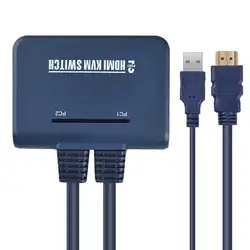 2 порта USB HDMI KVM Switcher клавиатура мышь HDMI коммутатор кабель двойной дисплей Кронштейн для столешницы коммутатор контроллер адаптер