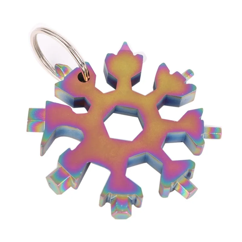 

snowflake multi camp key ring pocket tool multifunction hike keyring multipurpose 18 in 1 spanner survive outdoor hex wrench