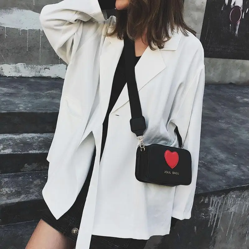 

Fashion Teenage Girls Love Heart Pattern Shoulder Bags PU Crossbody Bag