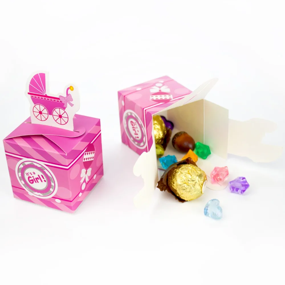 Baby Shower Girl Baby Carriage Favor Box Cupcake Box Candy ...